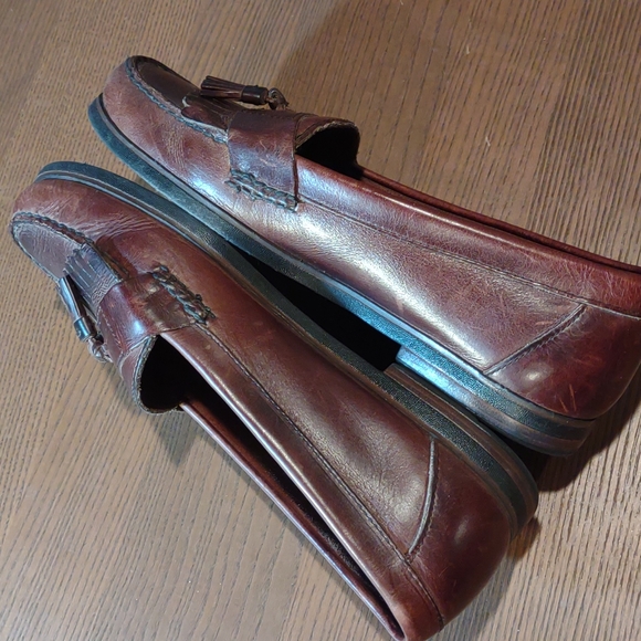 Men's Dockers brown leather kilty tassel loafers, sz 10M #90-7060, bus/casual - Picture 9 of 13